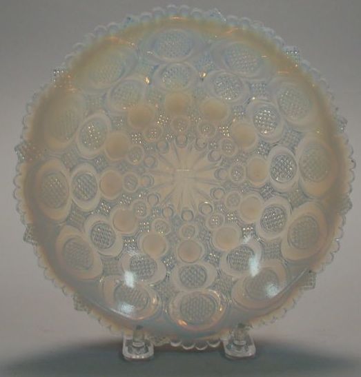 Appraisal: FIERY OPALESCENT LACY GLASS BOWL In Stippled Bull's-Eye Barlow Kaiser