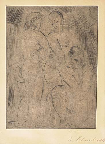 Appraisal: WILHELM LEHMBRUCK Drei Frauen zwei stehend eine kniend Drypoint x