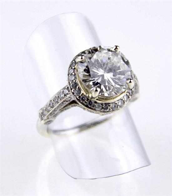 Appraisal: Impressive -carat diamond ring ct round brilliant-cut diamond color G