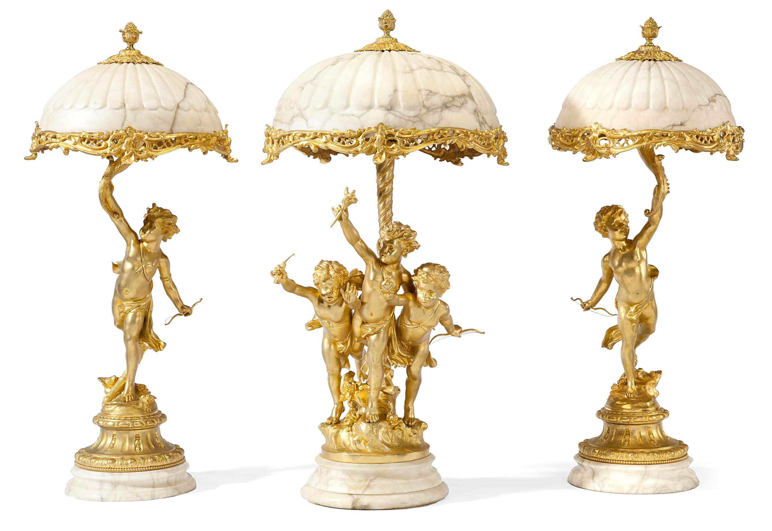 Appraisal: Property of various owners A suite of three gilt bronze