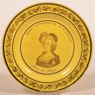 Appraisal: Canary Yellow Lustre Hard Paste China Plate Transfer likeness of