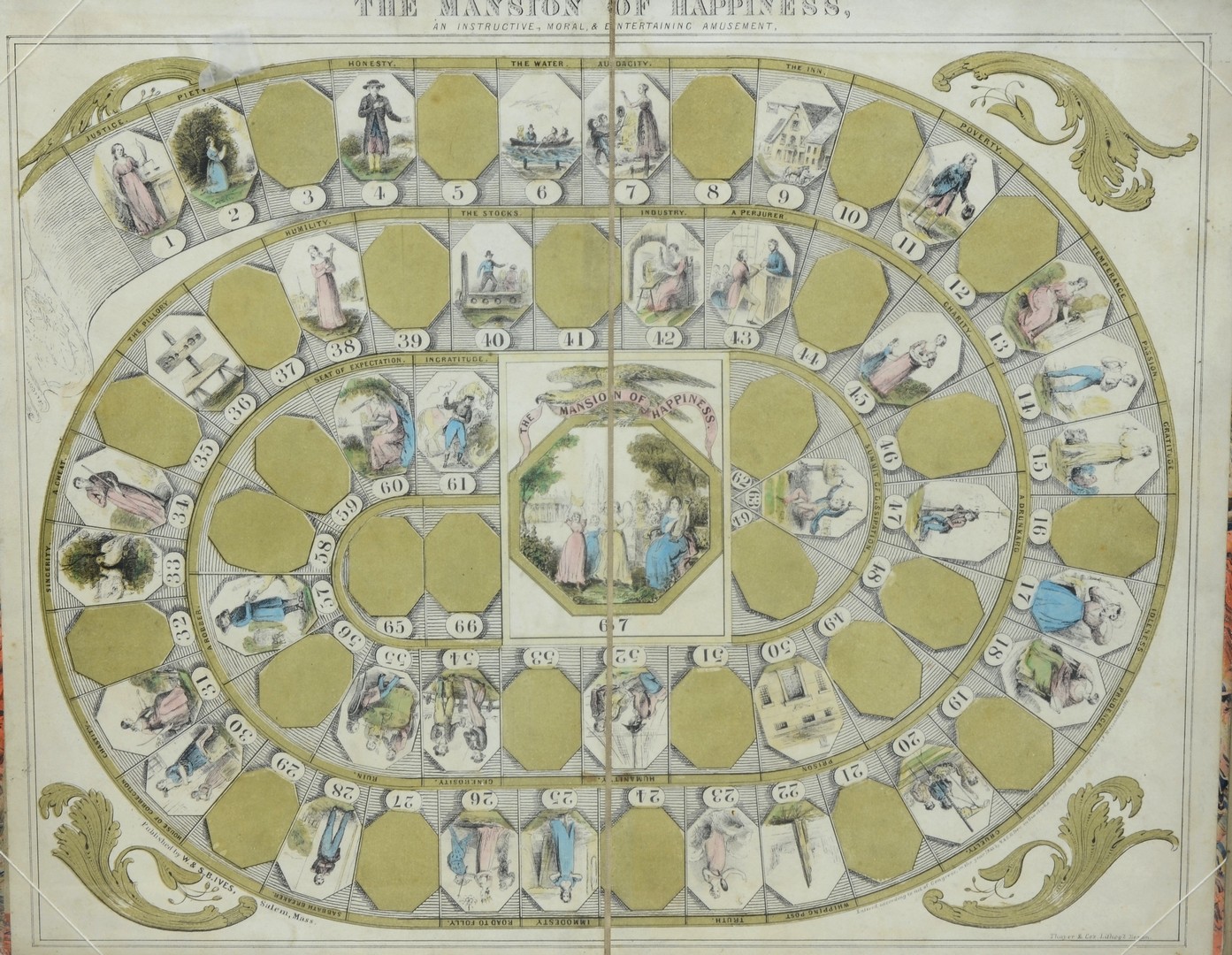 Appraisal: Framed The Mansion of Happiness Game Board published by W