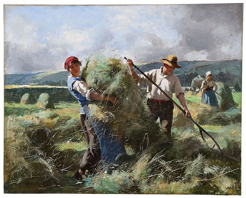 Appraisal: Julien Dupr French - Haymaking Haymakers in the Sun signed