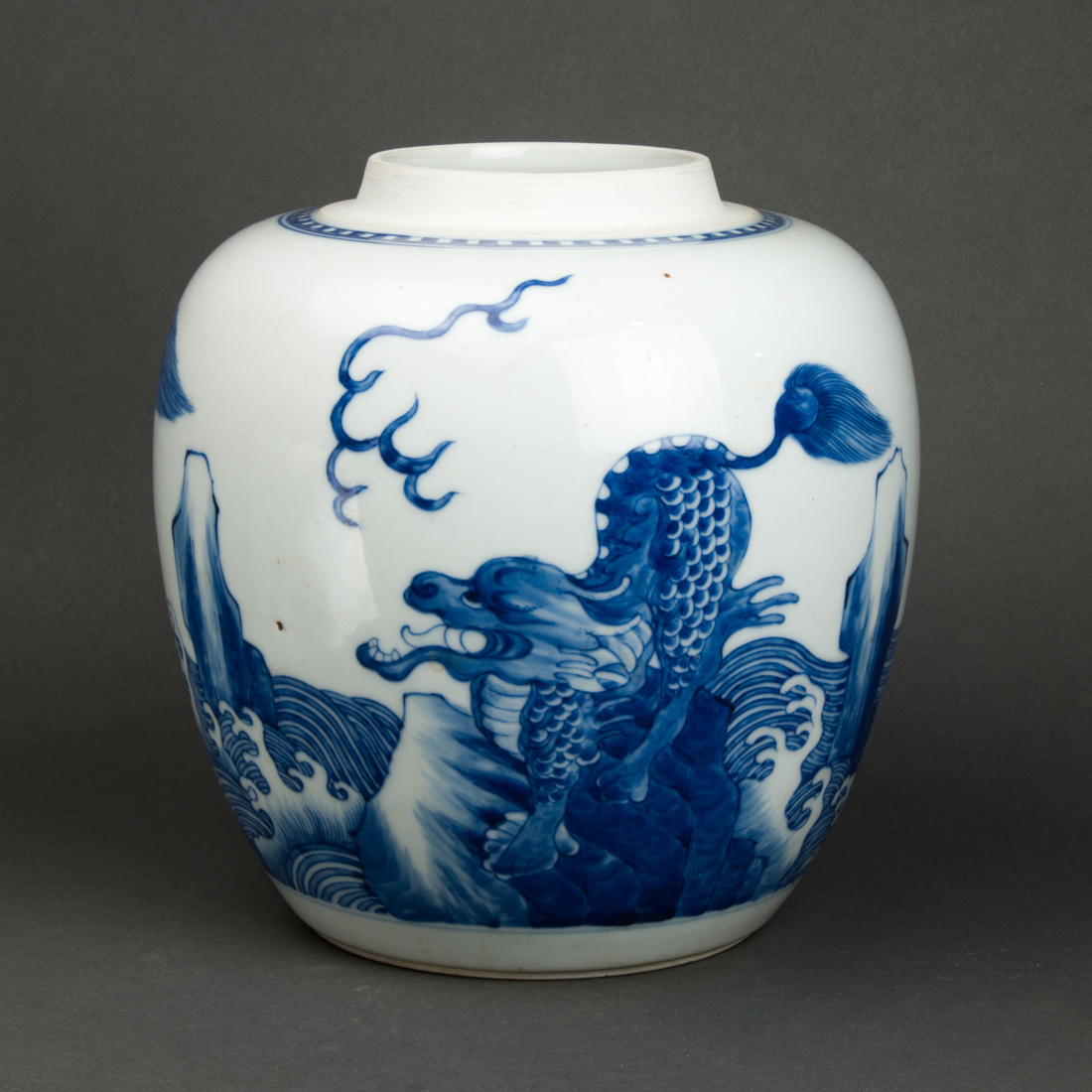 Appraisal: CHINESE BLUE AND WHITE JAR Chinese blue and white jar