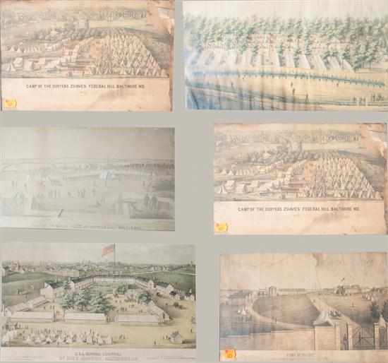 Appraisal: Civil War Camp Views Five chromolithographs ''Camp of the Duryea's