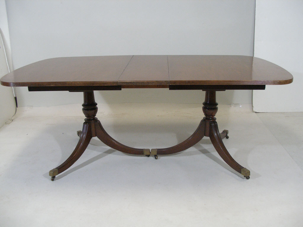 Appraisal: Federal Style Dining Table att to Baker mahogany double pedestal