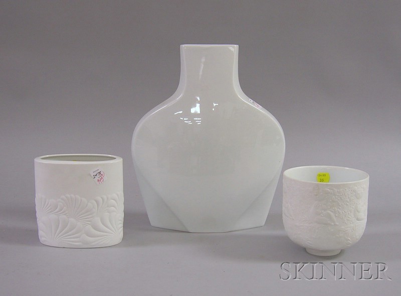 Appraisal: Rosenthal Studio Line Porcelain Footed Bowl and Two Vases the