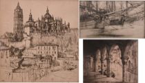 Appraisal: Ernest David Roth German-American - Three dry-point etchings all signed