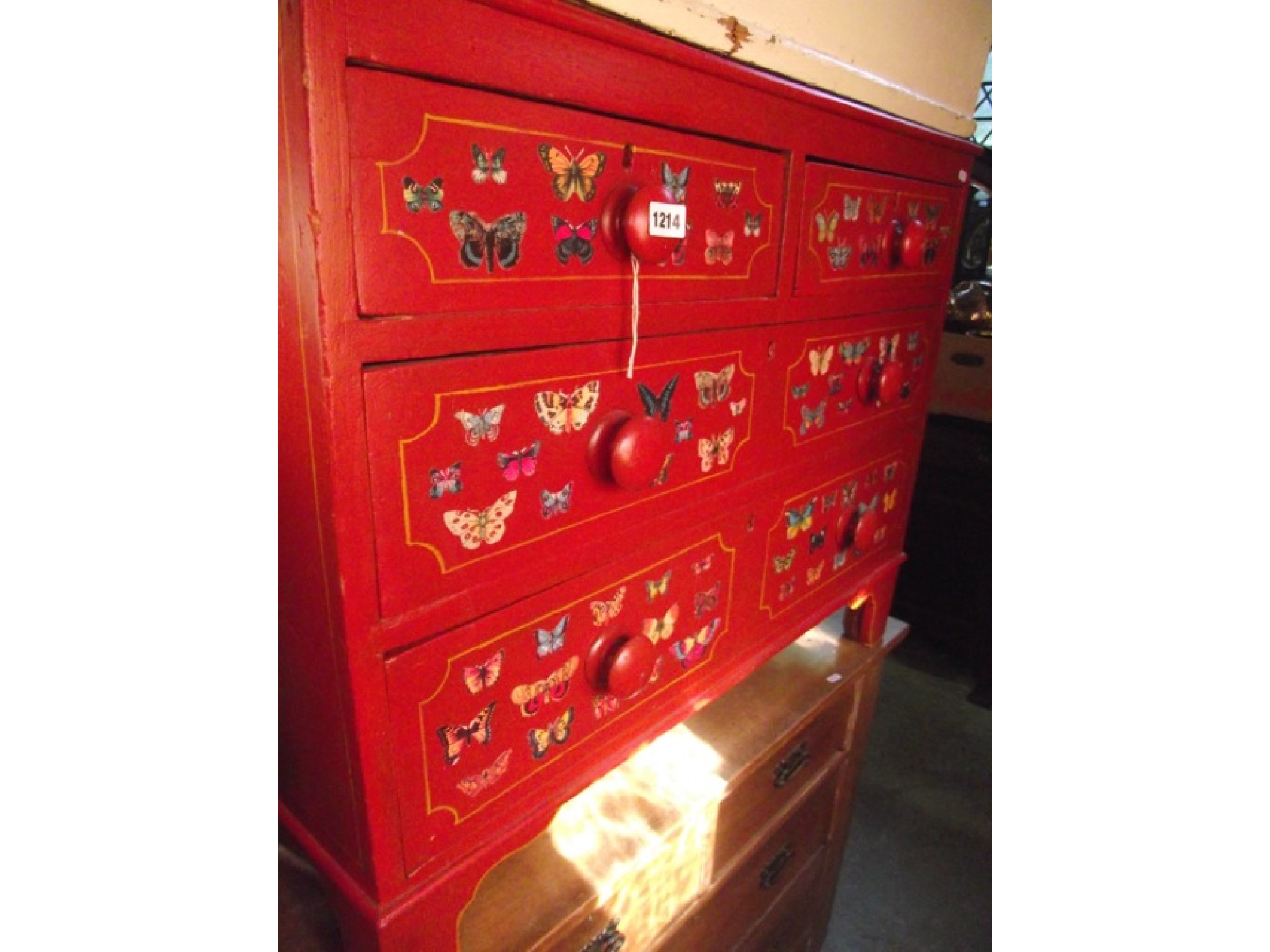 Appraisal: A small antique pine bedroom chest of two long and