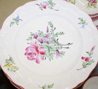 Appraisal: approx pcs Lunneville France handpainted floral dinnerware china-damage repairs wear