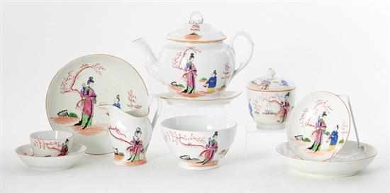 Appraisal: English porcelain tea service probably Chamberlains Worcester circa - Chinoiserie