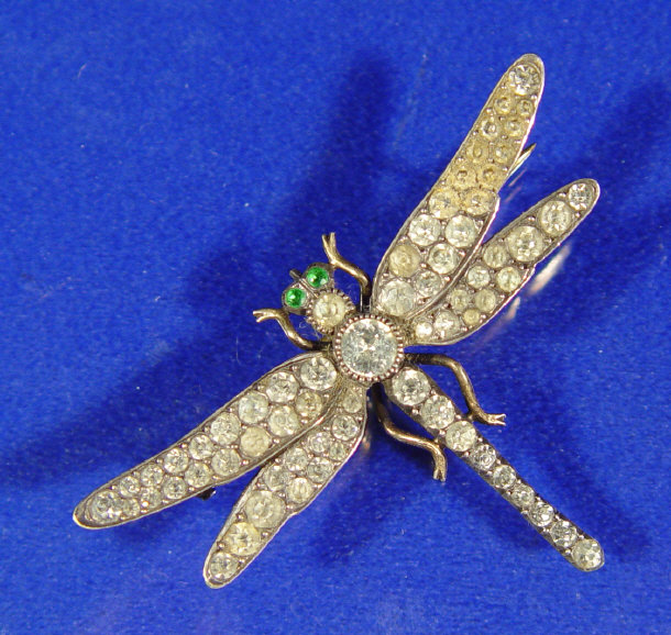 Appraisal: Silver and paste dragonfly brooch