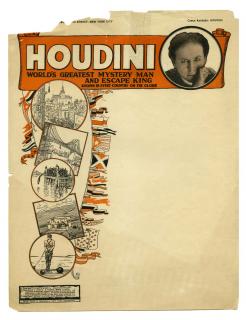 Appraisal: Houdini Harry Houdini Letterhead World s Greatest Mystery Man and