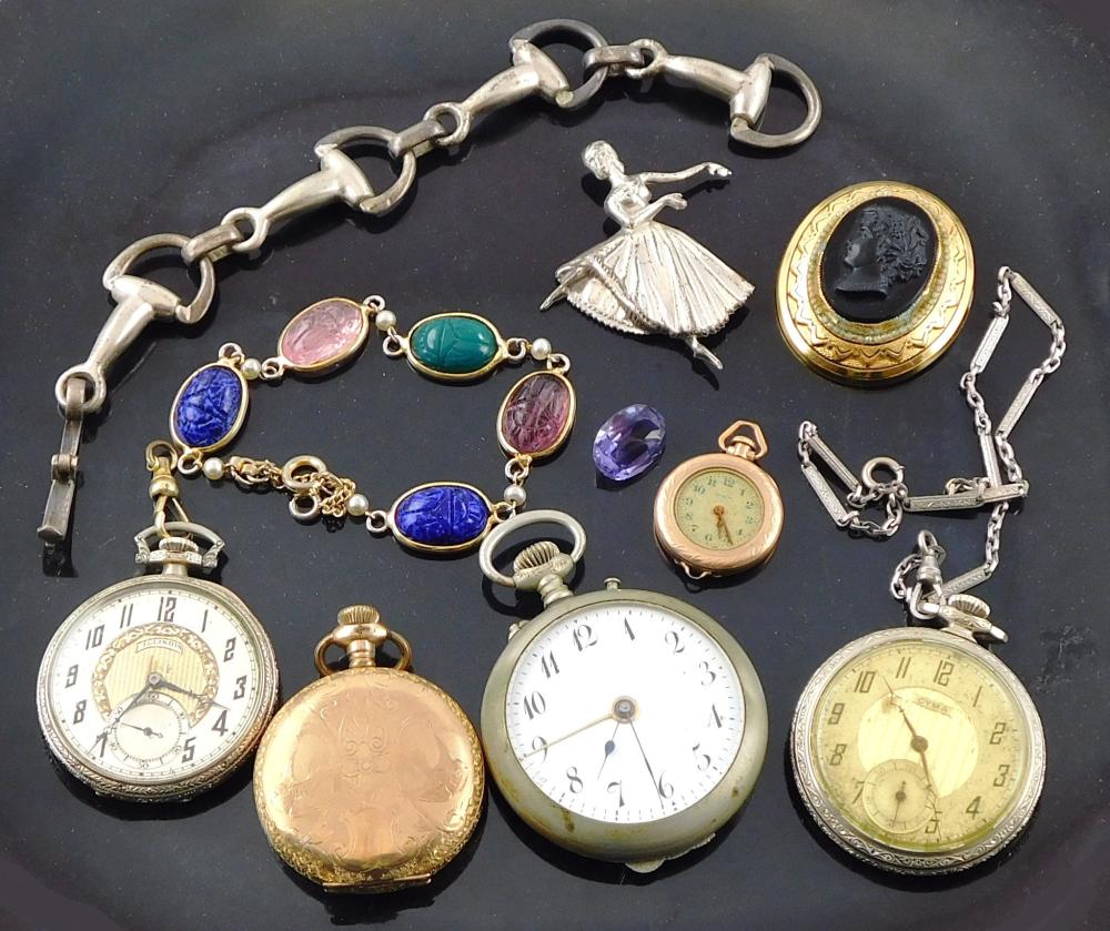 Appraisal: JEWELRY Ten Vintage jewelry items and accessories including one tested