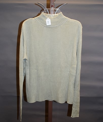 Appraisal: Neiman Marcus tan silk long sleeve ribbed mock turtleneck Size