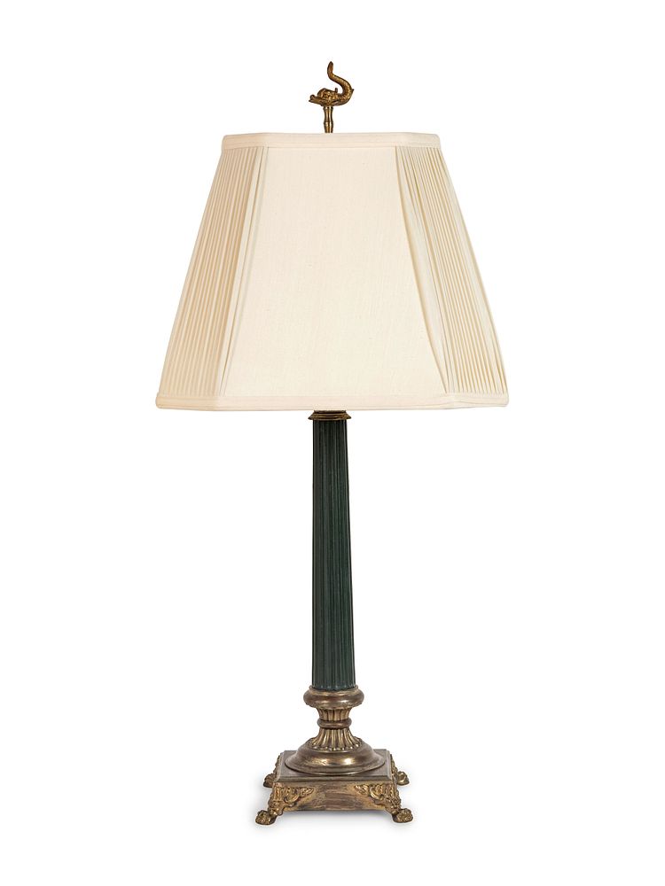 Appraisal: A Continental Painted and Gilt Metal Columnar Lamp A Continental