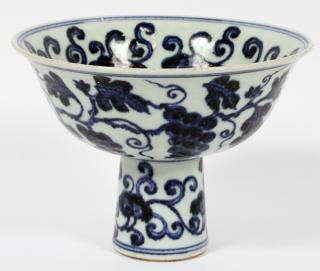 Appraisal: CHINESE BLUE WHITE PORCELAIN TAZZA CHINESE BLUE WHITE PORCELAIN TAZZA