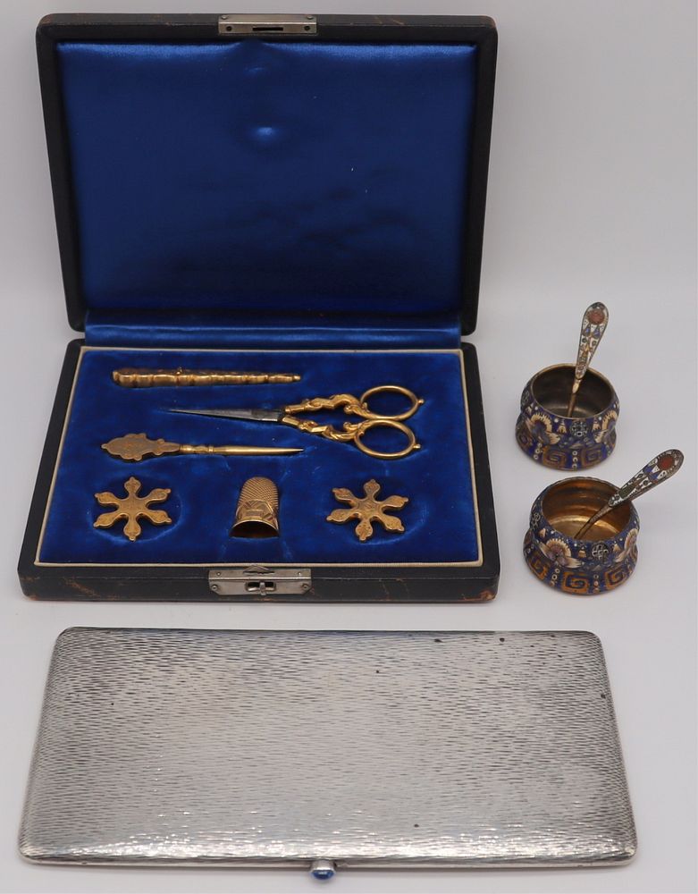 Appraisal: SILVER Grouping of Continental Objets d'Art Includes a German silver