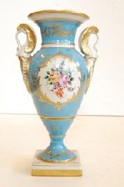 Appraisal: LIMOGES FLORAL DECORATED BLUE CELESTE GROUND VASE