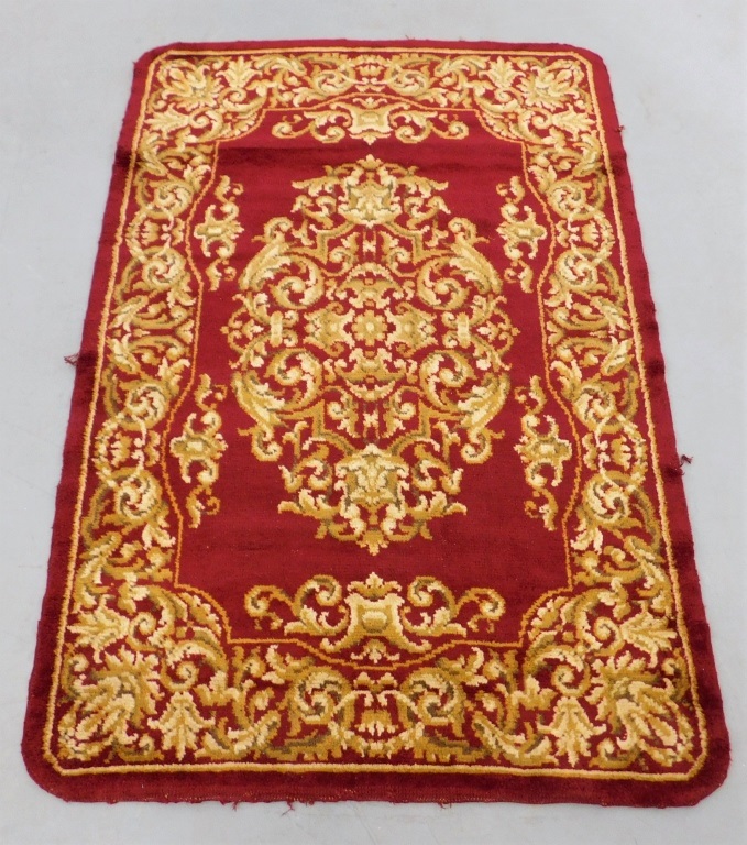 Appraisal: SPANISH RED SAVONNERIE RUG Spain th Century Cream and ivory