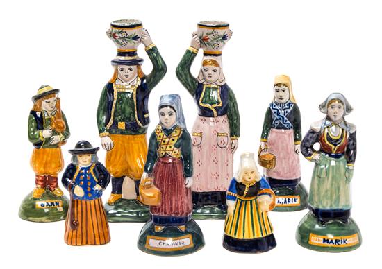 Appraisal: Sale Lot A Collection of Eight Quimper Pottery Figures of