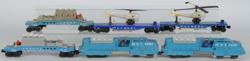 Appraisal: Lot of Lionel O-Gauge Military Cars Engines Description Post-war Includes