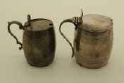 Appraisal: Two silver barrel shaped mustard pots no liners one Georgian