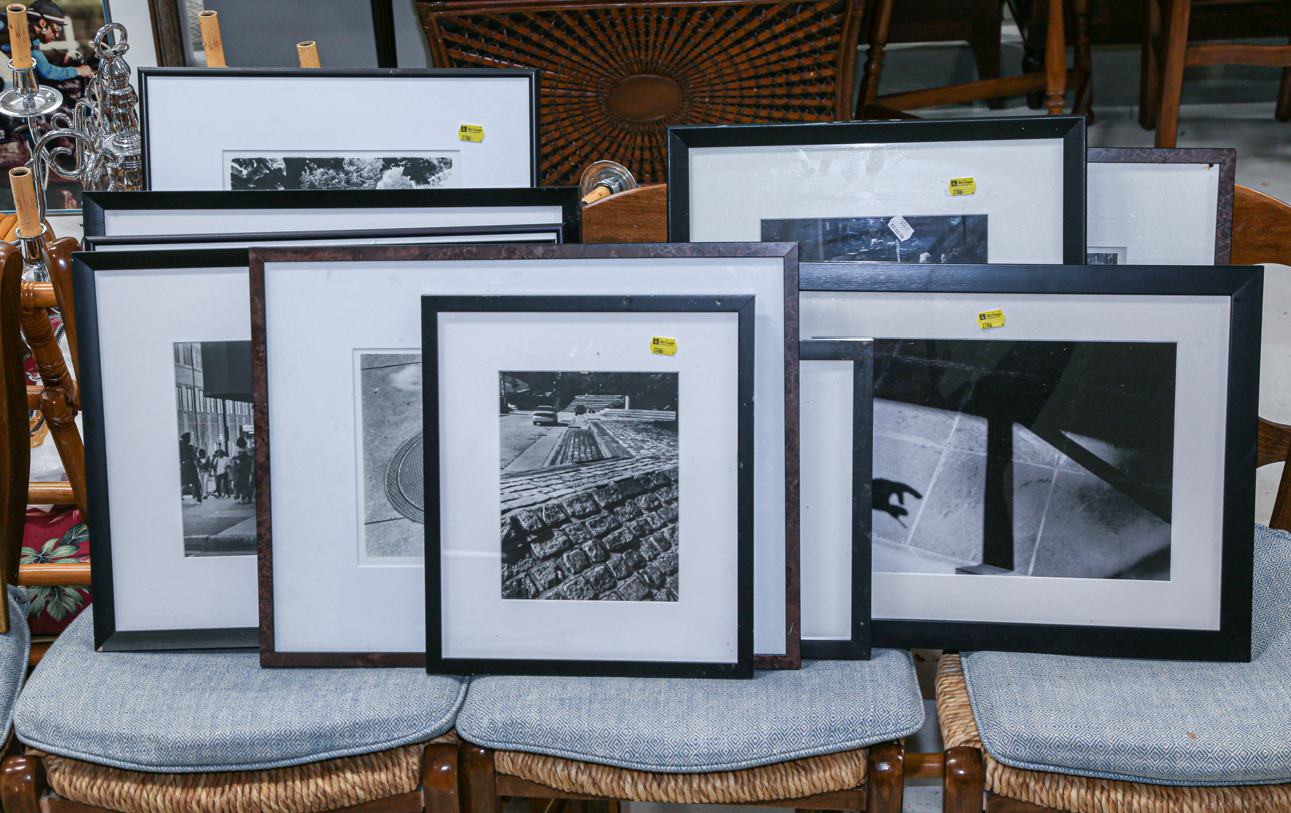 Appraisal: FRAMED BLACK WHITE PHOTOGRAPHS Urban street scenes of s and