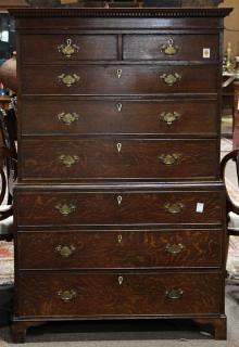 Appraisal: George III chest on chest circa executed in quartersawn oak