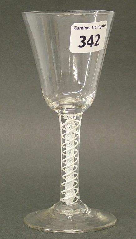 Appraisal: Wine glass with round funnel bowl and air twist stem