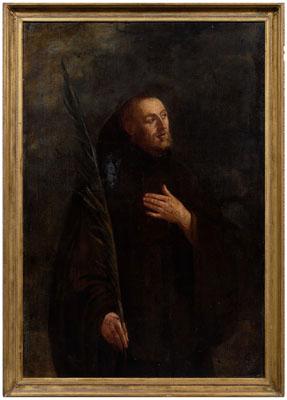 Appraisal: Old Master painting saint in Franciscan robe holding a palm