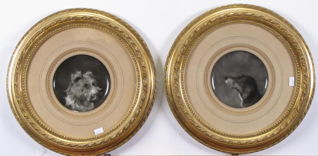 Appraisal: C Friedrich Deiker Germany - Pair Porcelain both signed Dog