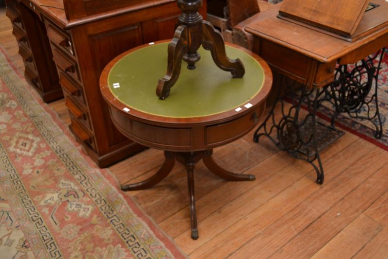 Appraisal: A GOOD QUALITY REPRODUCTION MAHOGANY FINISHED DRUM TOP TABLE A