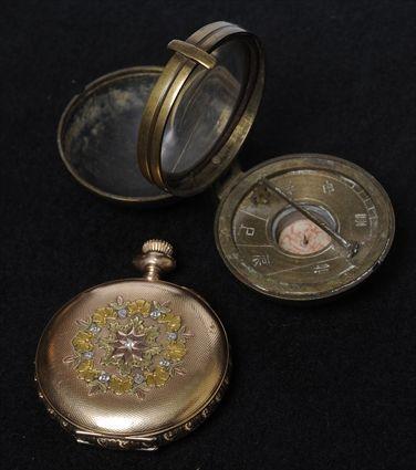 Appraisal: Elgin Pocket Watch Together with a brass compass