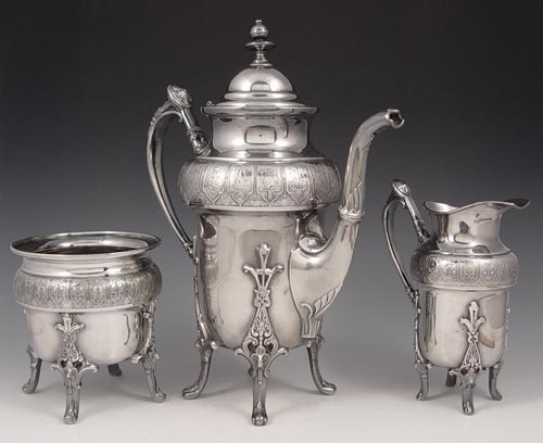 Appraisal: VICTORIAN REED BARTON SILVERPLATE TEA SERVICE Footed pieces with embossed