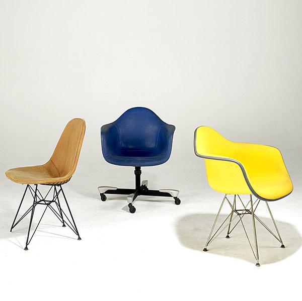 Appraisal: CHARLES RAY EAMES Four chairs two with Eiffel Tower bases