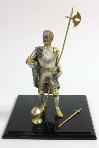 Appraisal: GIPPE VASANI SILVER AND GILT BRONZE Italian th century Knight