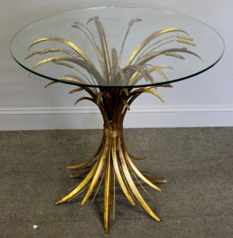 Appraisal: Midcentury Sheaf of Wheat Hall Table Unusual size on this