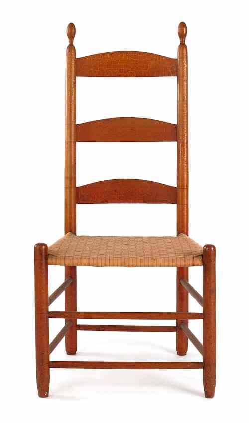 Appraisal: New England Shaker ladderback side chair mid th c retaining