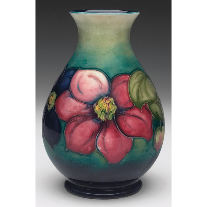 Appraisal: Moorcroft vase bulbous shape clematis design impressed mark painted initials