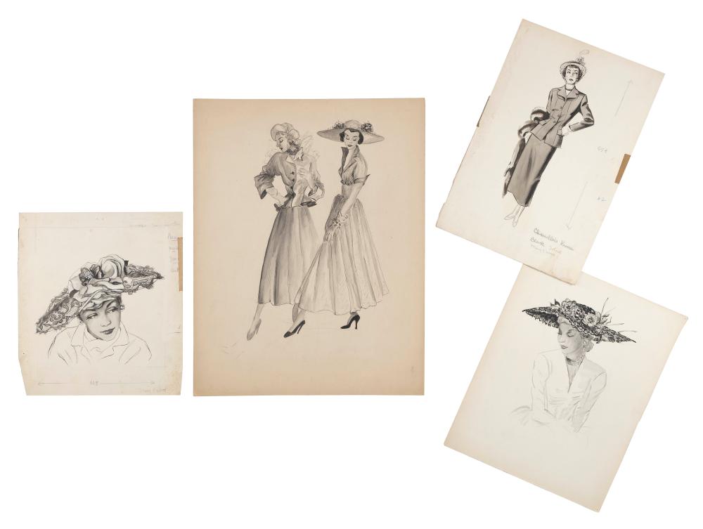 Appraisal: MARY EARL WOOD MASSACHUSETTS - APPROX VINTAGE FASHION ILLUSTRATIONS DEPICTING