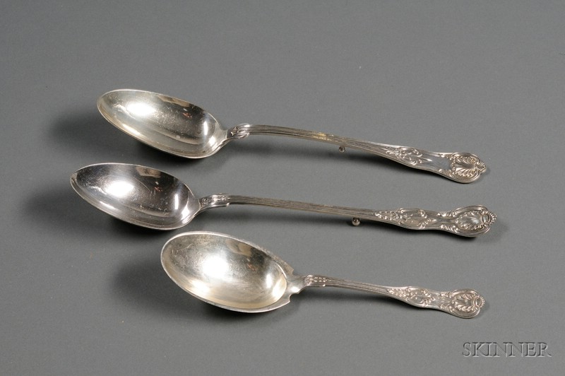 Appraisal: Three American Sterling King Pattern Serving Spoons late th century