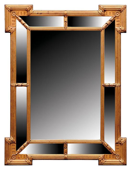 Appraisal: Classical style giltwood mirror bundled reed rectangular form with outset