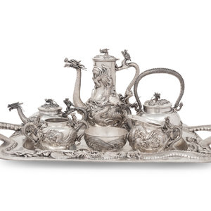 Appraisal: A Japanese Silver Seven-Piece Tea and Coffee Service Late th