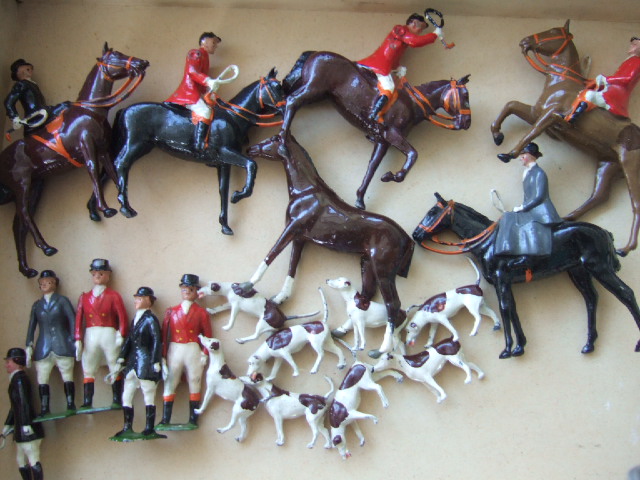 Appraisal: A Britains hollow cast hunting set including hounds