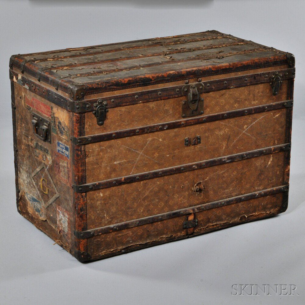 Appraisal: Louis Vuitton Steamer Trunk late th century front two panels