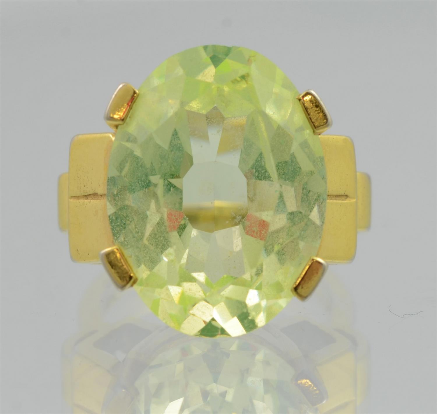 Appraisal: K Yellow Gold and Green Amethyst Cocktail Ring size -