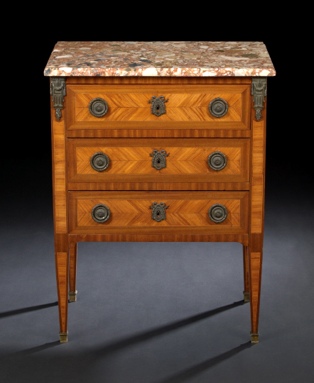 Appraisal: Louis XVI-Style Brass-Mounted Kingwood Mahogany and Marble-Top Commode fourth quarter