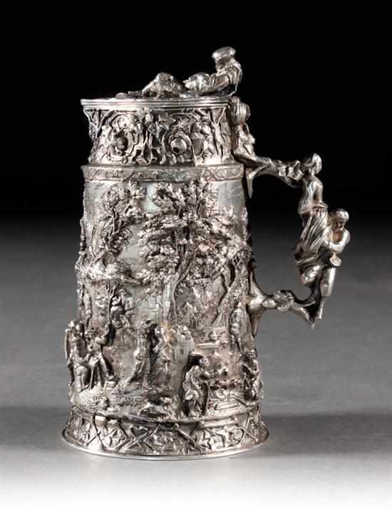 Appraisal: Continental cast and chased silver flagon marked ''AB'' in diamond