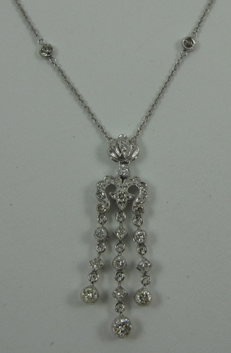 Appraisal: DIAMOND PENDANT NECKLACE K white gold pendant and chain estimated